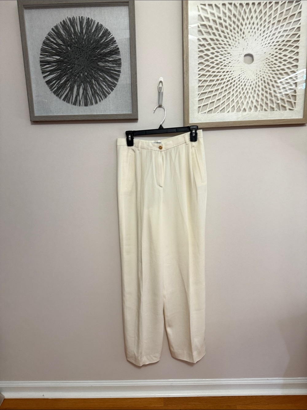 Giorgio Armani Cream Wide-Leg High-Waist Pants, Size 4